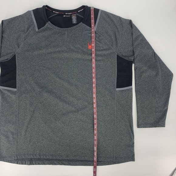 Men's Spyder Active Long Sleeve Pullover Shirt Gray XXL 4-Way Stretch Quick Dry - Picture 2 of 7